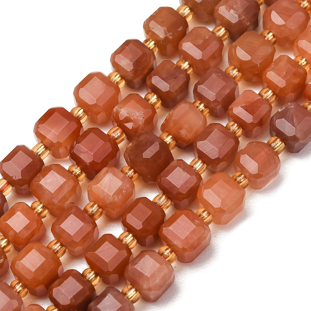 Red Rabbit Hair Rutilated Quartz Faceted Cube Beads – 6–7.5mm | The Pink Bead Shop Canada