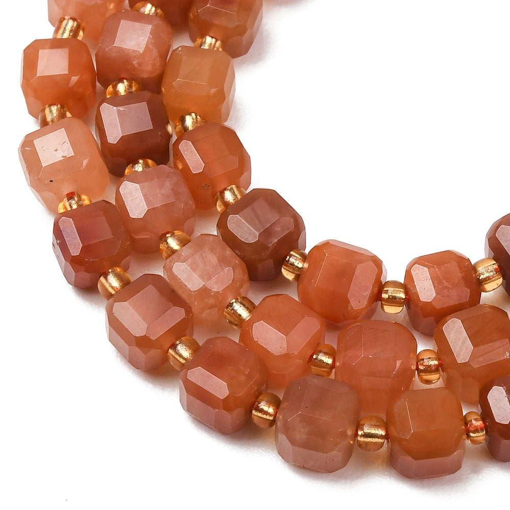 Red Rabbit Hair Rutilated Quartz Faceted Cube Beads – 6–7.5mm | The Pink Bead Shop Canada