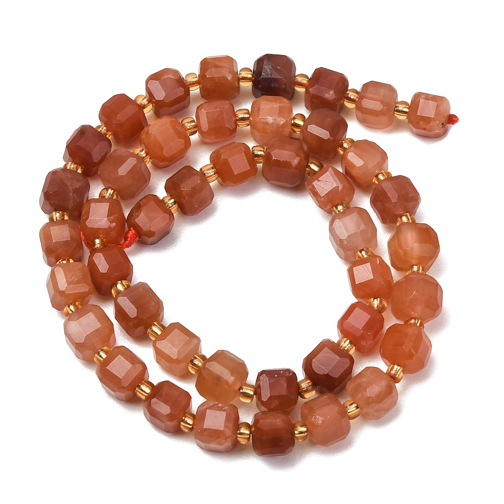 Red Rabbit Hair Rutilated Quartz Faceted Cube Beads – 6–7.5mm | The Pink Bead Shop Canada