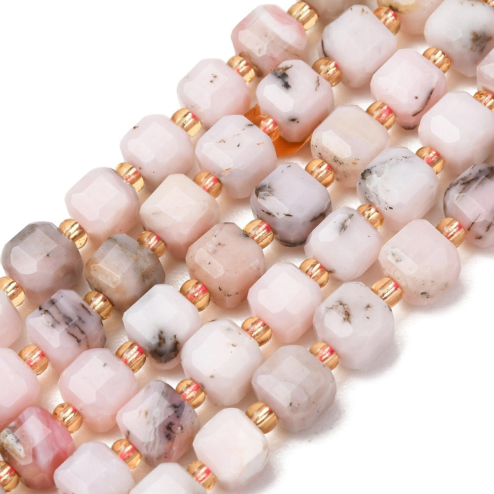 Pink Opal Natural Faceted Cube Beads 6–7.5mm | The Pink Bead Shop Canada