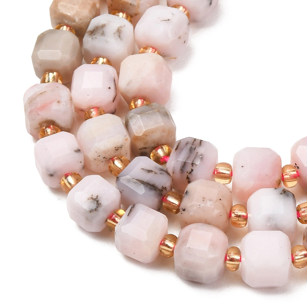 Pink Opal Natural Faceted Cube Beads 6–7.5mm | The Pink Bead Shop Canada