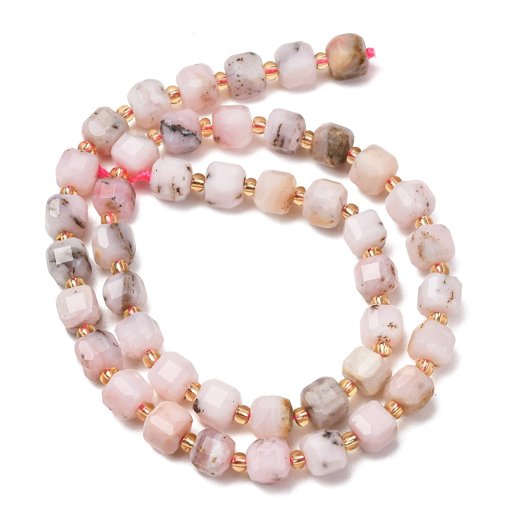 Pink Opal Natural Faceted Cube Beads 6–7.5mm | The Pink Bead Shop Canada
