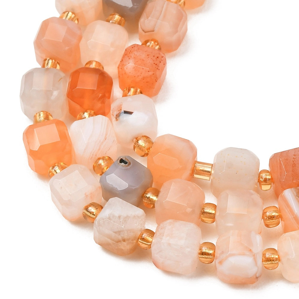 Yellow Botswana Agate Faceted Cube Beads with Seed Bead Accents – 6–7.5mm | The Pink Bead Shop Canada