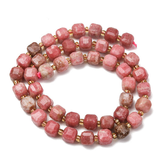 Thulite Natural  Faceted Cube Beads 6–7.5mm | The Pink Bead Shop Canada