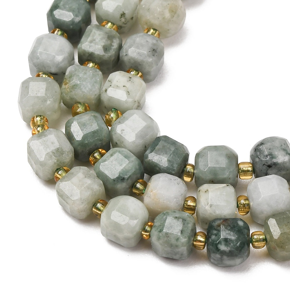 Natural Jadeite Jade Faceted Cube Beads 6–7.5mm | The Pink Bead Shop Canada
