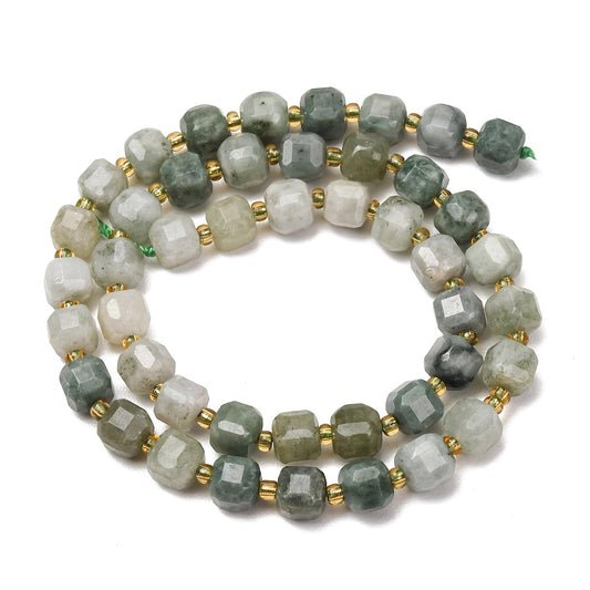 Natural Jadeite Jade Faceted Cube Beads 6–7.5mm | The Pink Bead Shop Canada