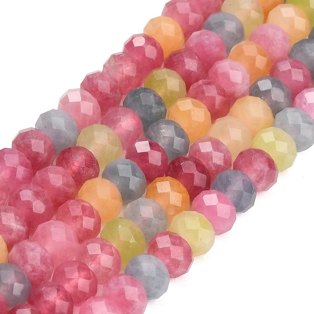 Faceted Mixed Colour Jade Rondelle Beads 8mm | The Pink Bead Shop Canada