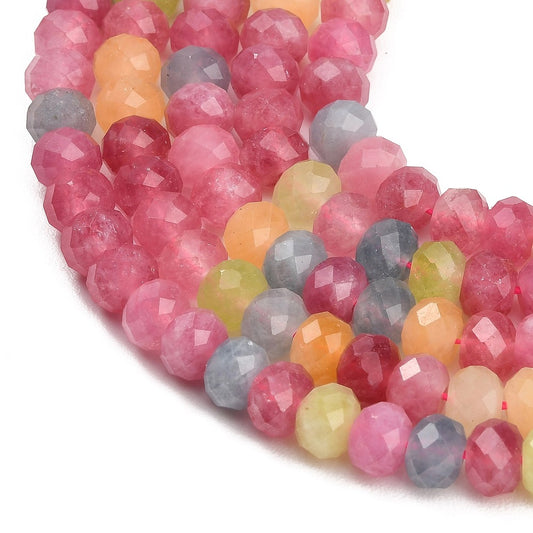 Faceted Mixed Colour Jade Rondelle Beads 8mm | The Pink Bead Shop Canada