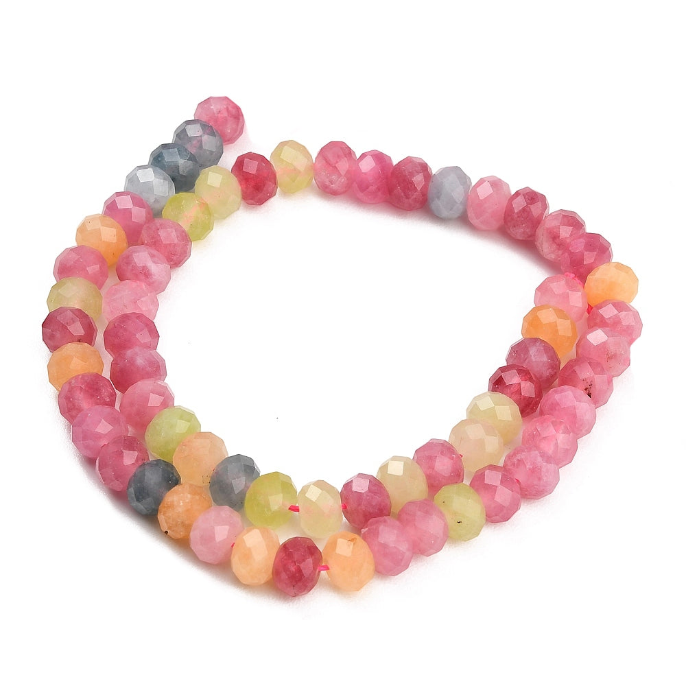 Faceted Mixed Colour Jade Rondelle Beads 8mm | The Pink Bead Shop Canada
