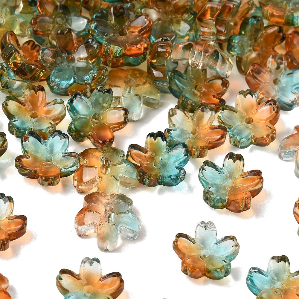 Sakura Glass Flower Bead Caps – Saddle Brown Gradient 10.5mm Sold individual bulk| The Pink Bead Shop Canada
