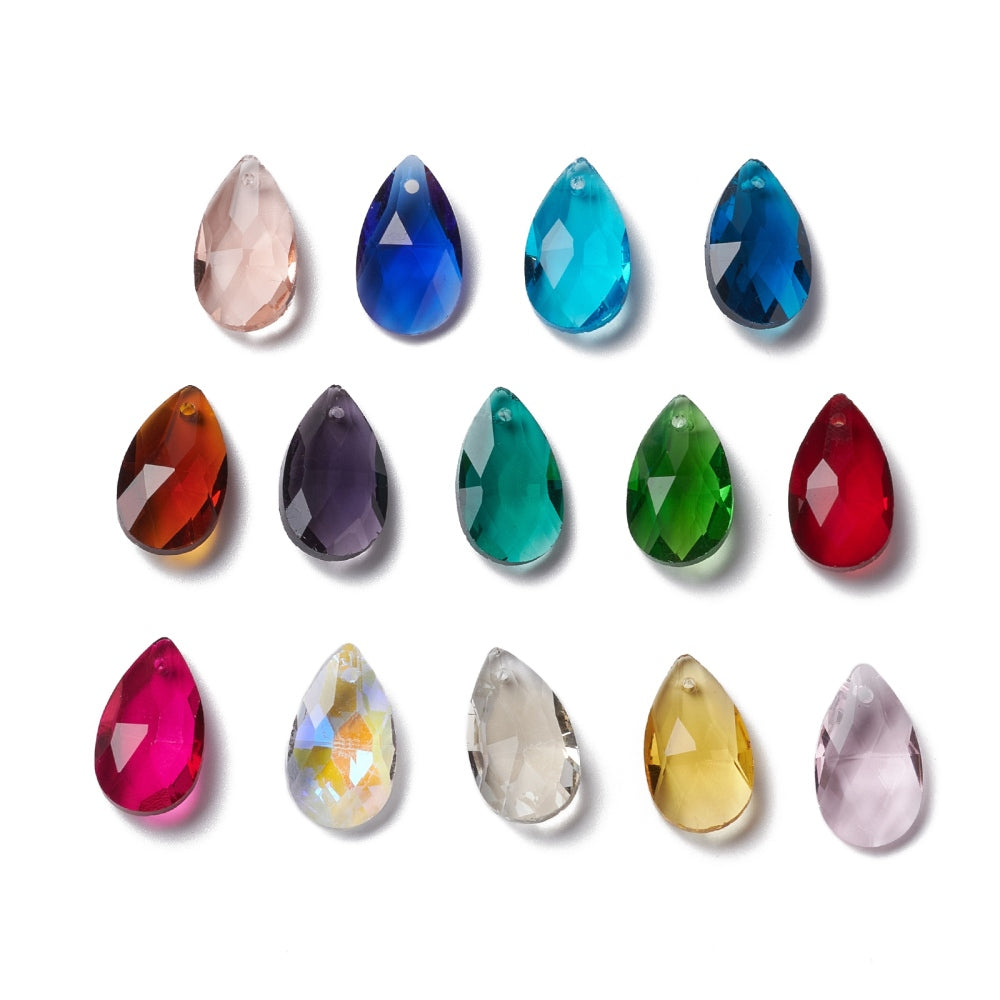 Mixed Color Faceted Crystal Teardrop Pendants Bulk– 22×13mm | The Pink Bead Shop Canada