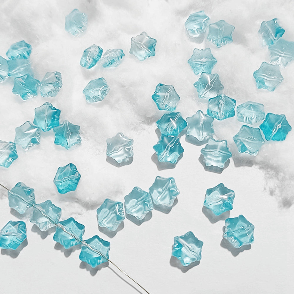 Aqua Transparent Glass Snowflake Beads 11.5mm – Sold Individually | The Pink Bead Shop Canada