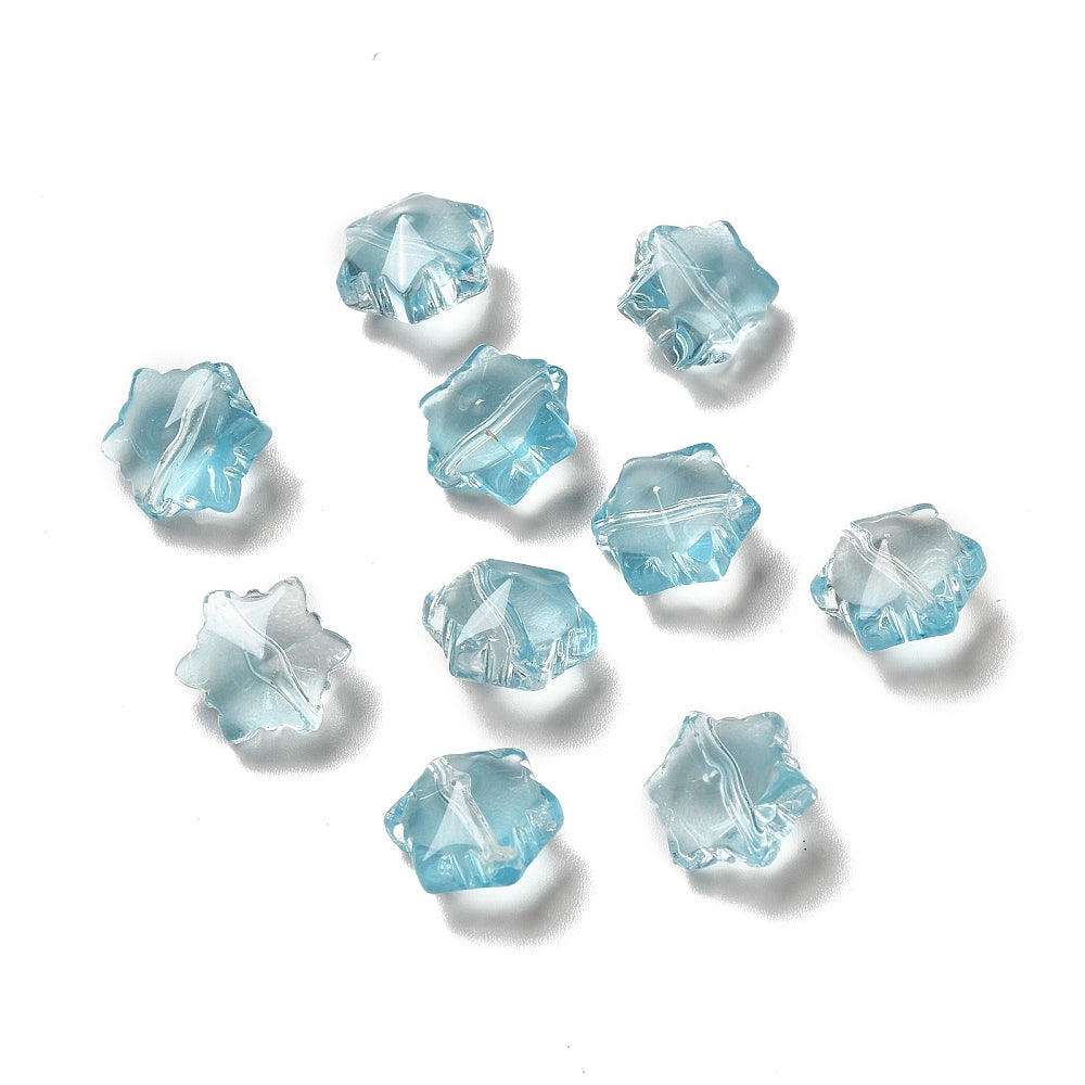 Aqua Transparent Glass Snowflake Beads 11.5mm – Sold Individually | The Pink Bead Shop Canada