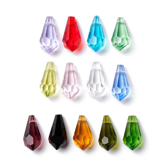 Faceted Glass Teardrop Charms | Bulk Glass Pendants | The Pink Bead Shop Canada