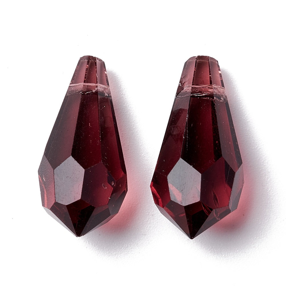 Faceted Glass Teardrop Charms | Bulk Glass Pendants | The Pink Bead Shop Canada