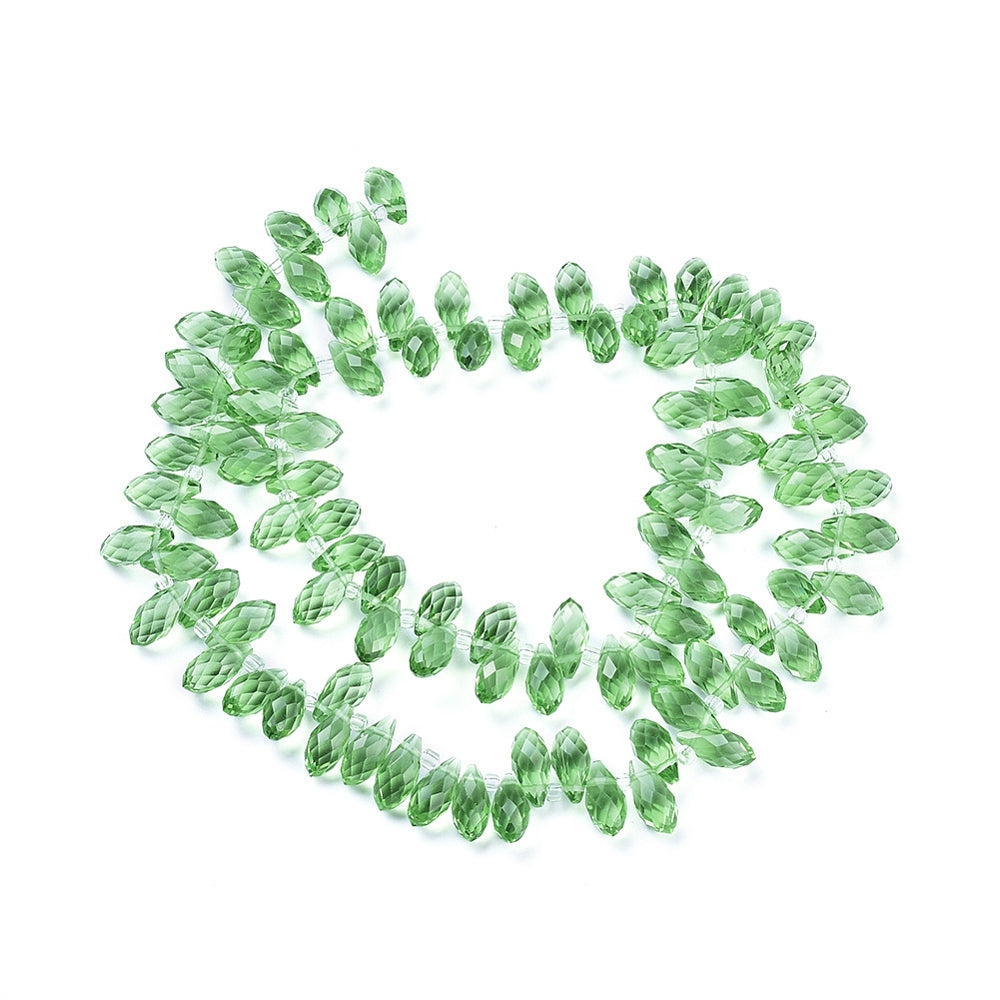 Lime Green Faceted Teardrop Glass Beads 13x6mm | The Pink Bead Shop Canada