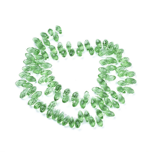 Lime Green Faceted Teardrop Glass Beads 13x6mm | The Pink Bead Shop Canada