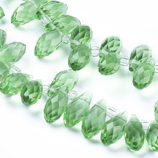 Crystal Glass Faceted Teardrop Beads Lime Green 13x6mm | The Pink Bead Shop Canada