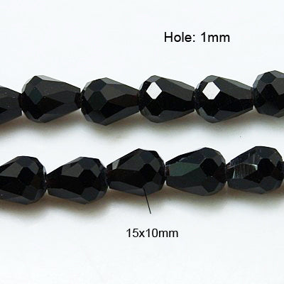 15x10mm Black Faceted Teardrop Glass Beads | The Pink Bead Shop Canada