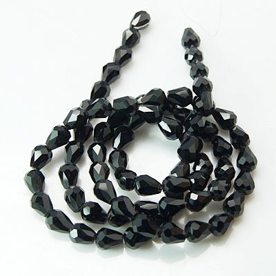 15x10mm Black Faceted Teardrop Glass Beads | The Pink Bead Shop Canada