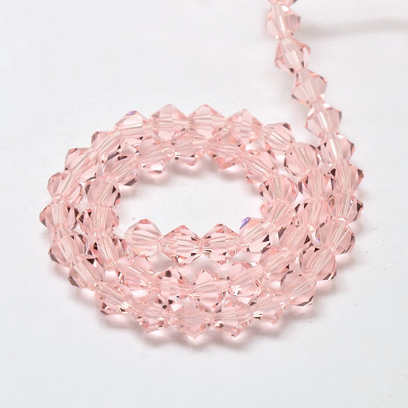 Imitation Austrian Crystal Pink Crystal Bicone Glass Beads 6mm – Faceted Grade AA | The Pink Bead Shop Canada