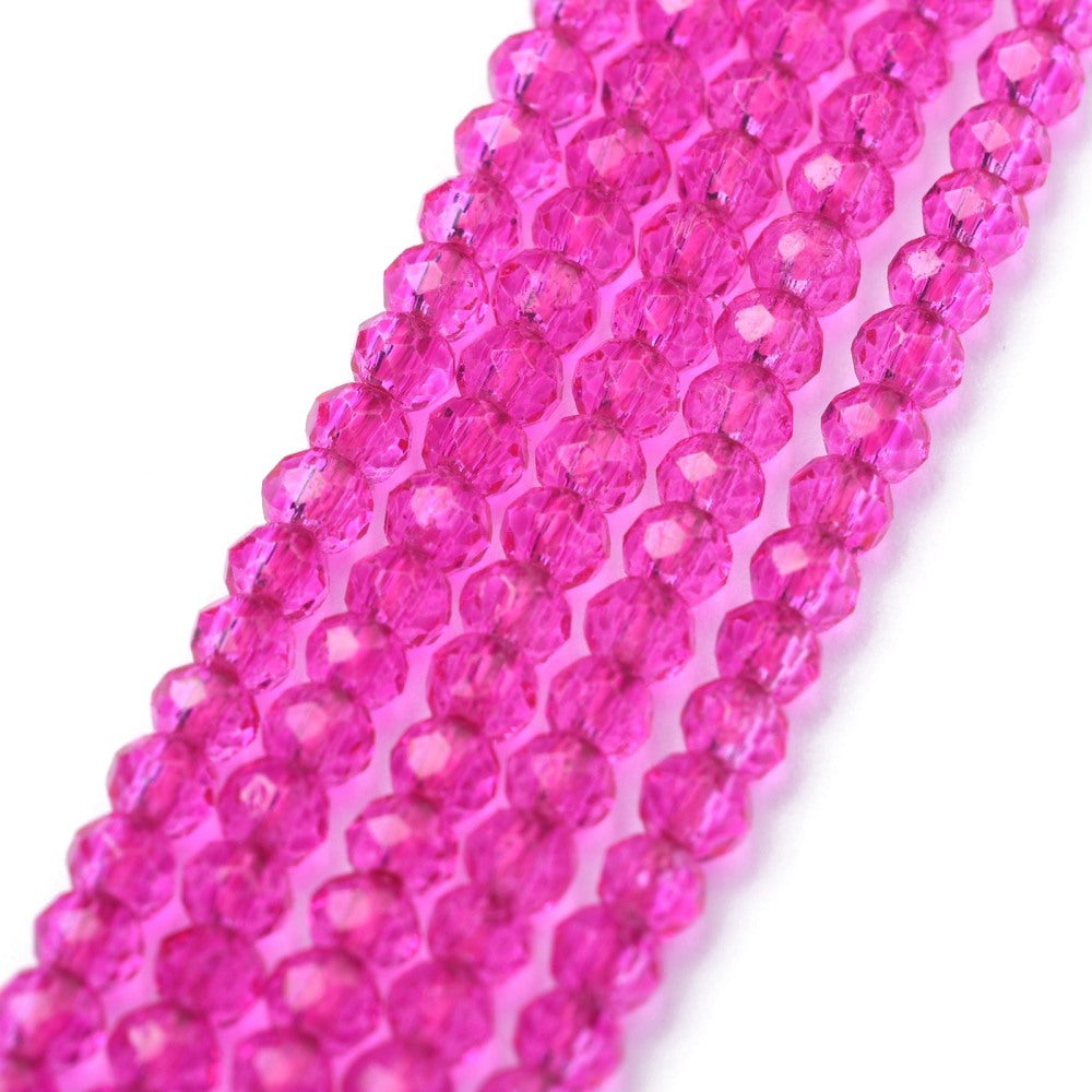 Magenta Faceted Glass Beads Abacus 2mm | The Pink Bead Shop Canada