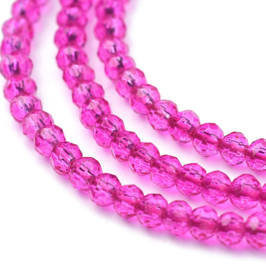 Magenta Faceted Glass Beads Abacus 2mm | The Pink Bead Shop Canada