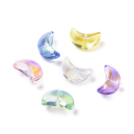 Electroplated Glass Moon Beads – Mixed AB Colors 14x9mm Bulk | The Pink Bead Shop Canada