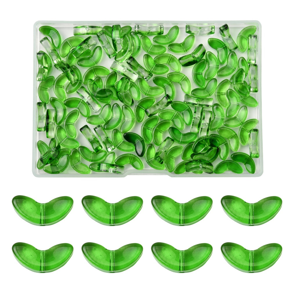 Lime Green Glass Leaf Beads 14x6.5mm - 100 Piece Pack | The Pink Bead Shop Canada