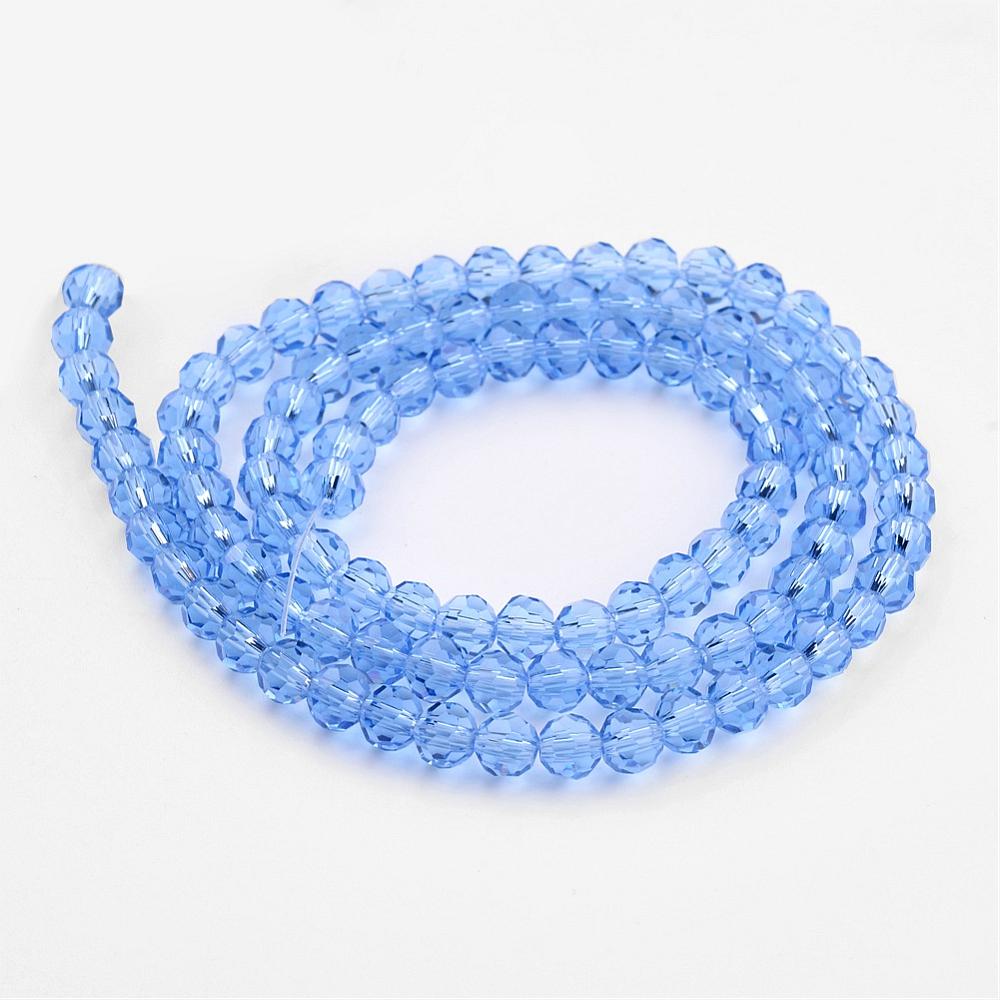 8mm Transparent Glass Faceted Round Bead Strand – Cornflower Blue | The Pink Bead Shop Canada