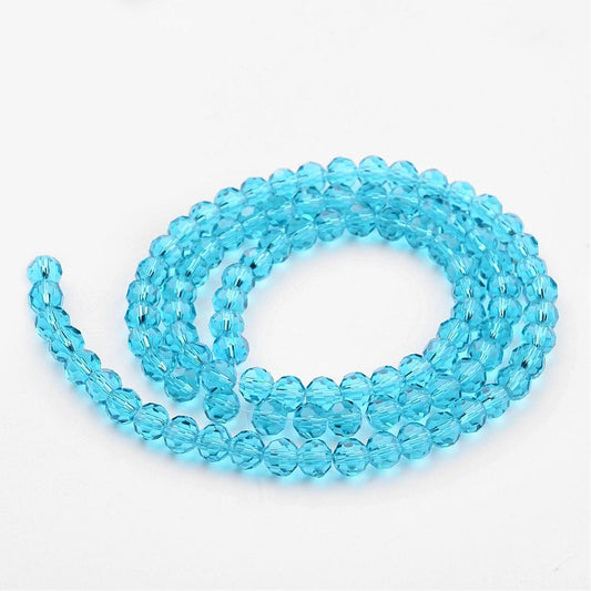 8mm Transparent Glass Faceted Round Bead Strand – Sky Blue | The Pink Bead Shop Canada