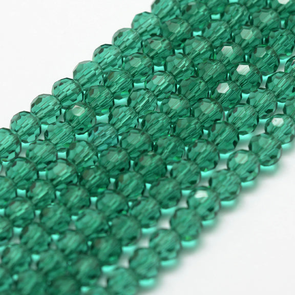 8mm Transparent Glass Faceted Round Bead Strand – Light Sea Green | The Pink Bead Shop Canada