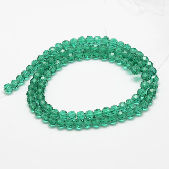8mm Transparent Glass Faceted Round Bead Strand – Light Sea Green | The Pink Bead Shop Canada