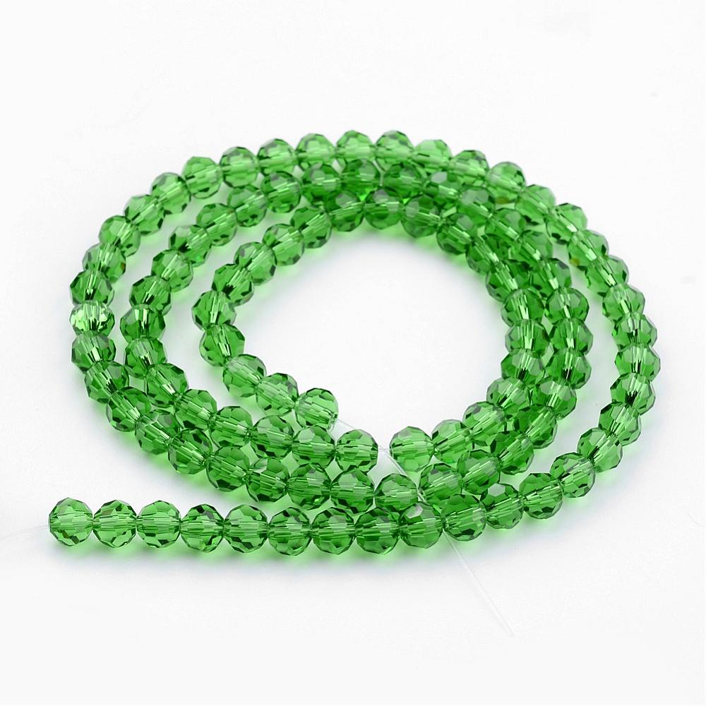 8mm Transparent Glass Faceted Round Bead Strand – Lime Green | The Pink Bead Shop Canada