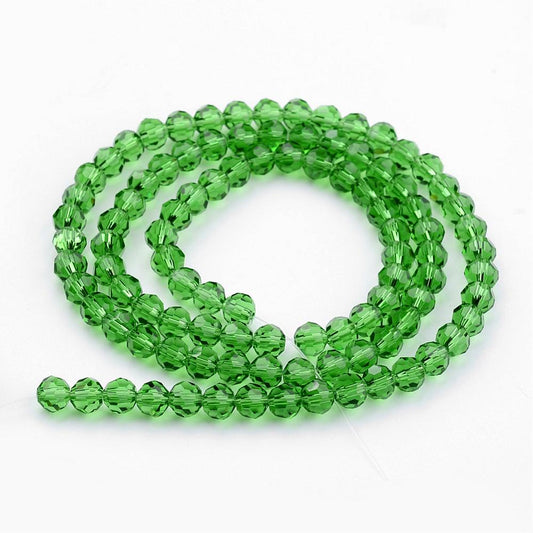 8mm Transparent Glass Faceted Round Bead Strand – Lime Green | The Pink Bead Shop Canada