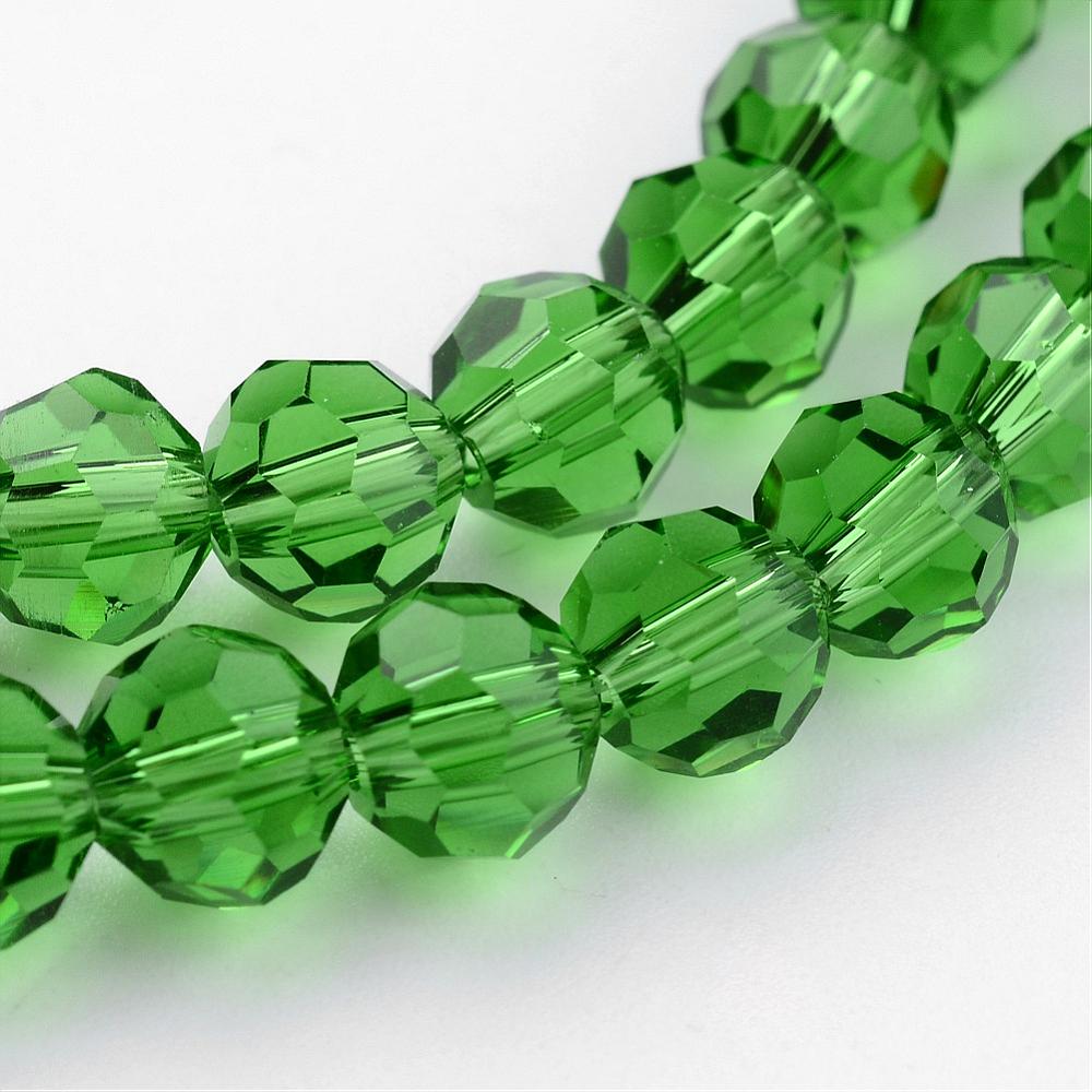 8mm Transparent Glass Faceted Round Bead Strand – Lime Green | The Pink Bead Shop Canada