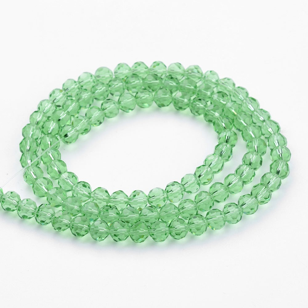 8mm Transparent Glass Faceted Round Bead Strand – Light Green | The Pink Bead Shop Canada