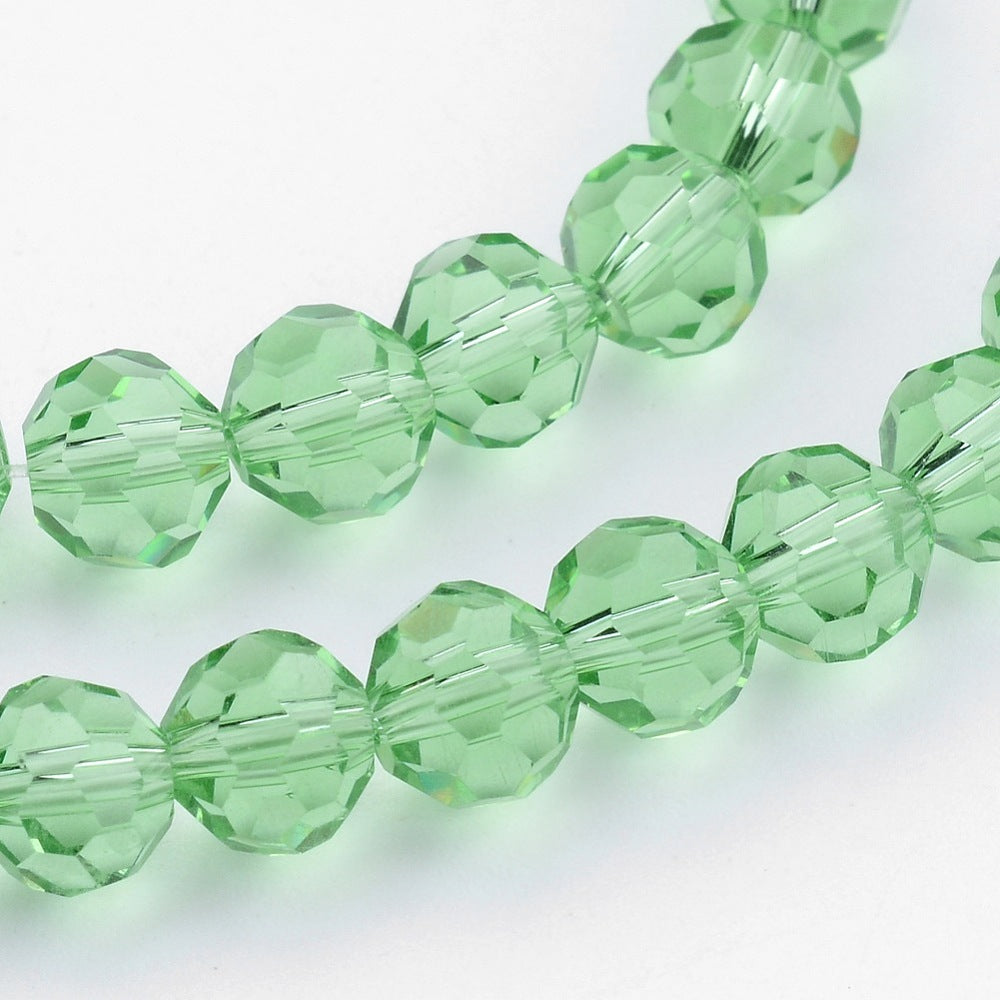 8mm Transparent Glass Faceted Round Bead Strand – Light Green | The Pink Bead Shop Canada