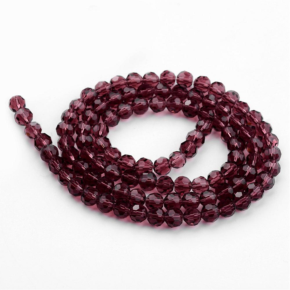 8mm Transparent Glass Faceted Round Bead Strand – Purple | The Pink Bead Shop Canada