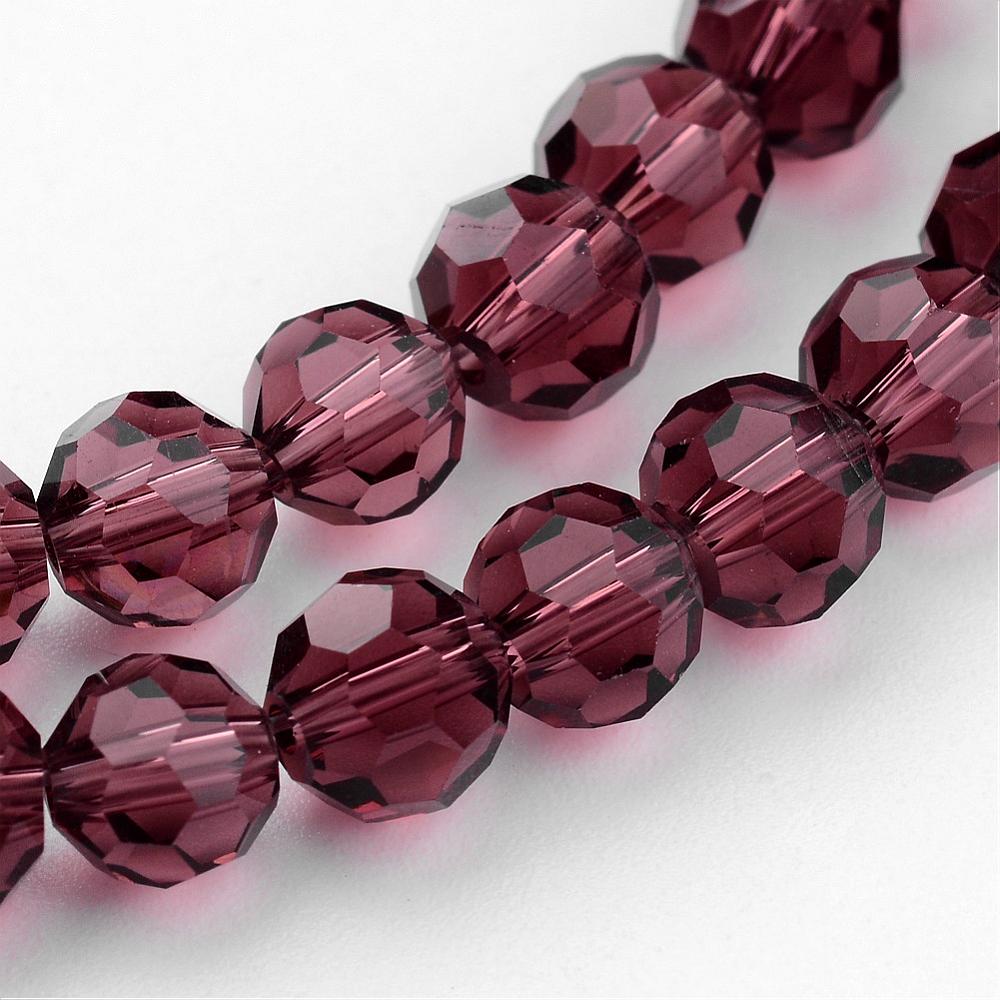 8mm Transparent Glass Faceted Round Bead Strand – Purple | The Pink Bead Shop Canada
