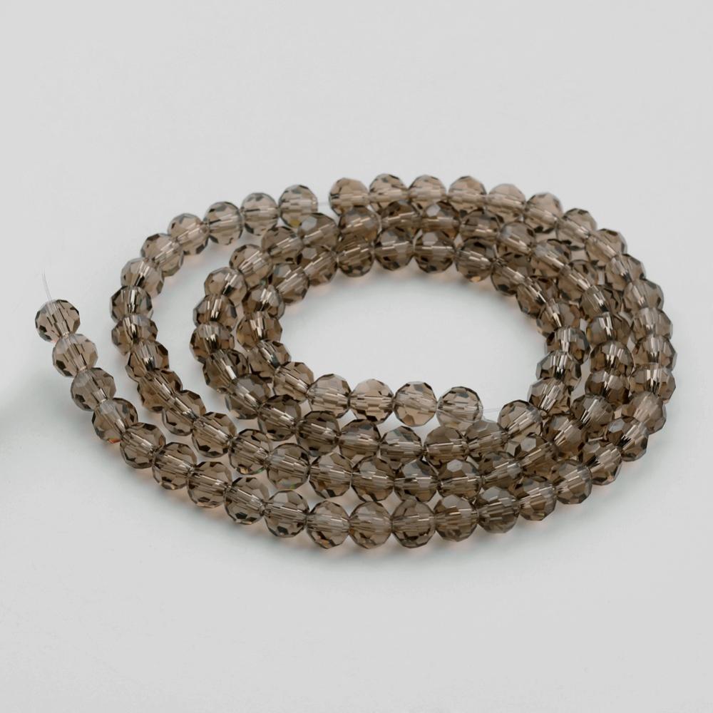 8mm Transparent Glass Faceted Round Bead Strand – Gray | The Pink Bead Shop Canada