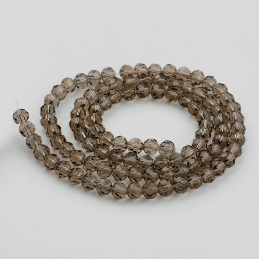 8mm Transparent Glass Faceted Round Bead Strand – Gray | The Pink Bead Shop Canada