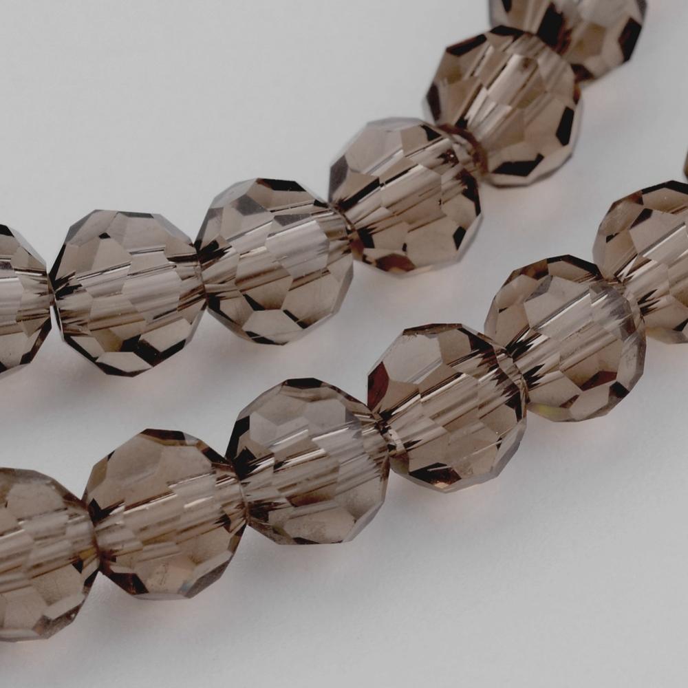 8mm Transparent Glass Faceted Round Bead Strand – Gray | The Pink Bead Shop Canada