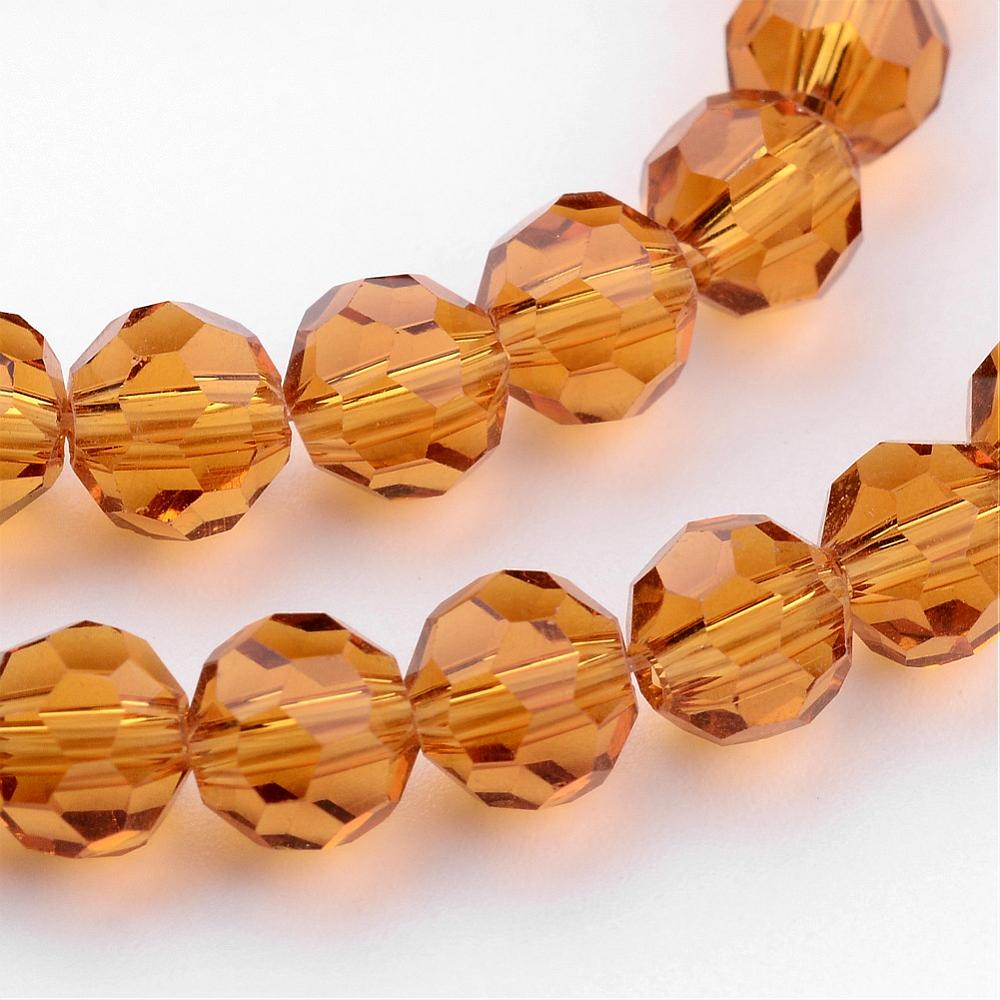 8mm Transparent Glass Faceted Round Bead Strand – Goldenrod | The Pink Bead Shop Canada