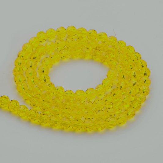 8mm Yellow Faceted Glass Bead Strand | The Pink Bead Shop Canada