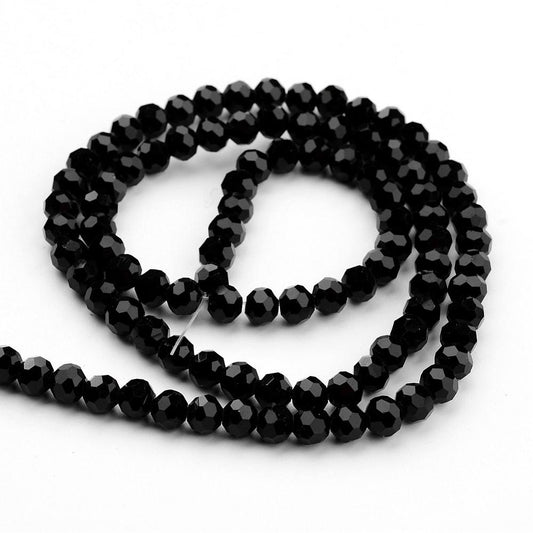 8mm Black Faceted Glass Bead Strand | The Pink Bead Shop Canada