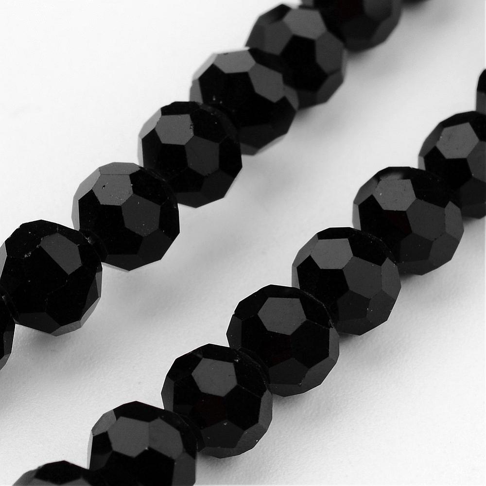 8mm Black Faceted Glass Bead Strand | The Pink Bead Shop Canada