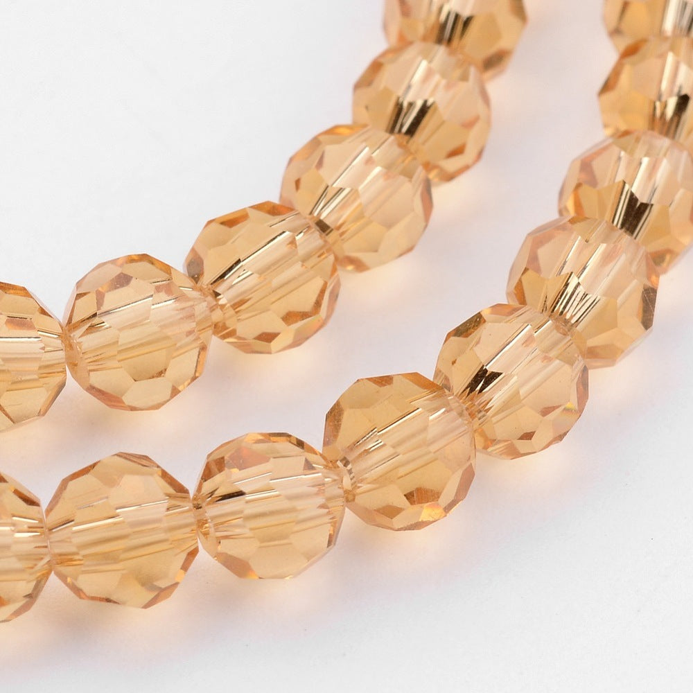 8mm Transparent Glass Faceted Round Bead Strand – Burly Wood | The Pink Bead Shop Canada