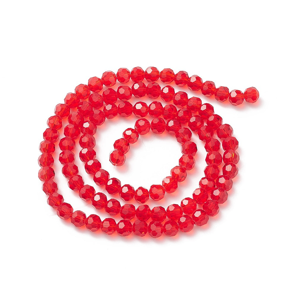 8mm Red Faceted Glass Bead Strand | The Pink Bead Shop Canada
