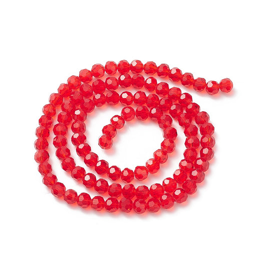 8mm Red Faceted Glass Bead Strand | The Pink Bead Shop Canada